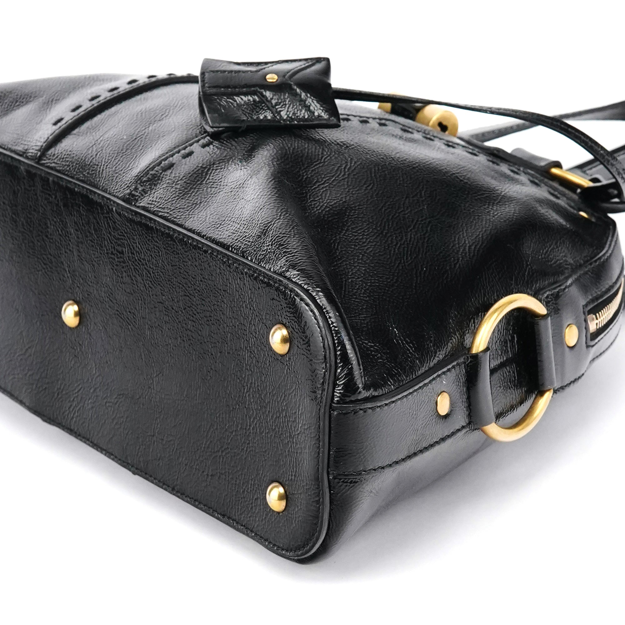 Yves Saint Laurent Black Patent Leather Muse Tote Bag