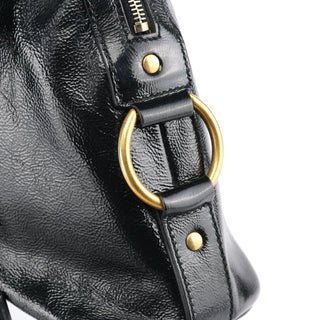 Yves Saint Laurent Black Patent Leather Muse Tote Bag