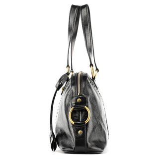 Yves Saint Laurent Black Patent Leather Muse Tote Bag