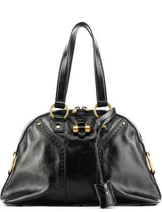 Yves Saint Laurent Black Patent Leather Muse Tote Bag