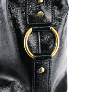 Yves Saint Laurent Black Patent Leather Muse Tote Bag