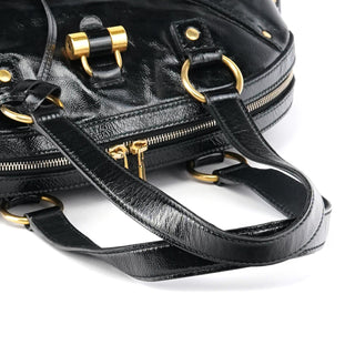 Yves Saint Laurent Black Patent Leather Muse Tote Bag