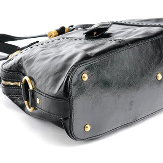 Yves Saint Laurent Black Patent Leather Muse Tote Bag