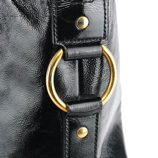 Yves Saint Laurent Black Patent Leather Muse Tote Bag