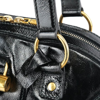 Yves Saint Laurent Black Patent Leather Muse Tote Bag