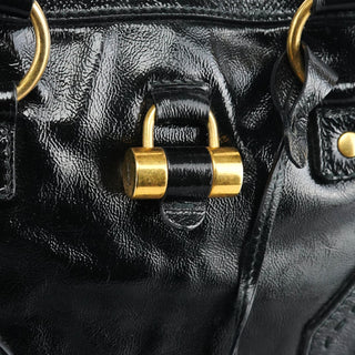 Yves Saint Laurent Black Patent Leather Muse Tote Bag