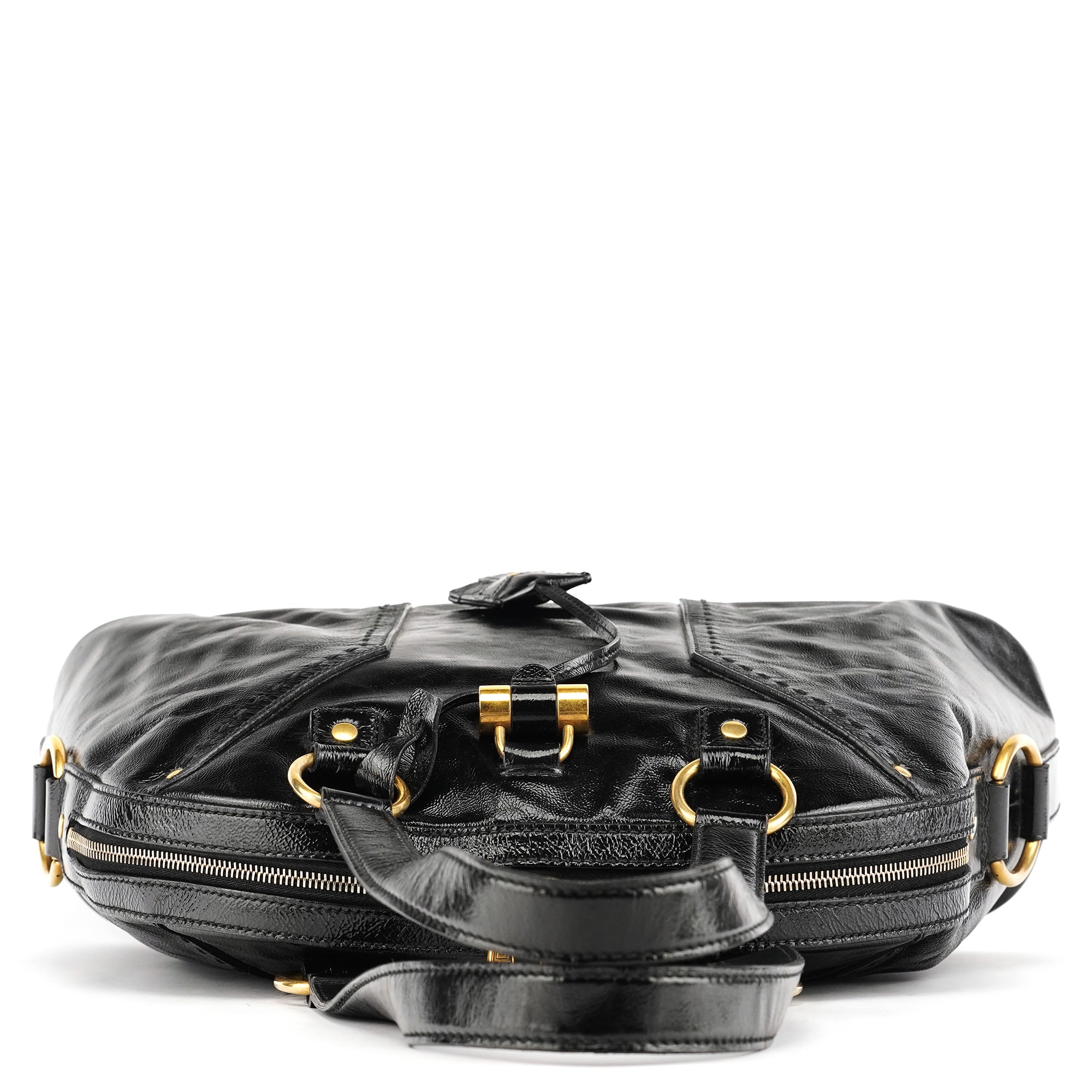 Yves Saint Laurent Sac cabas Muse en cuir verni noir