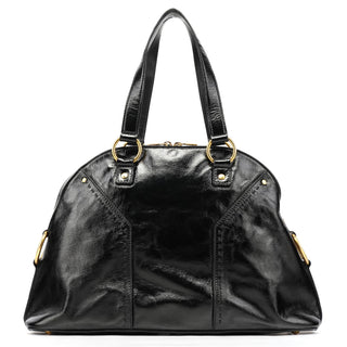 Yves Saint Laurent Black Patent Leather Muse Tote Bag