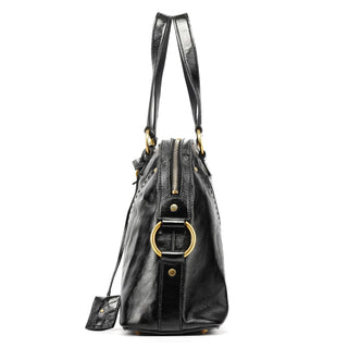 Yves Saint Laurent Black Patent Leather Muse Tote Bag