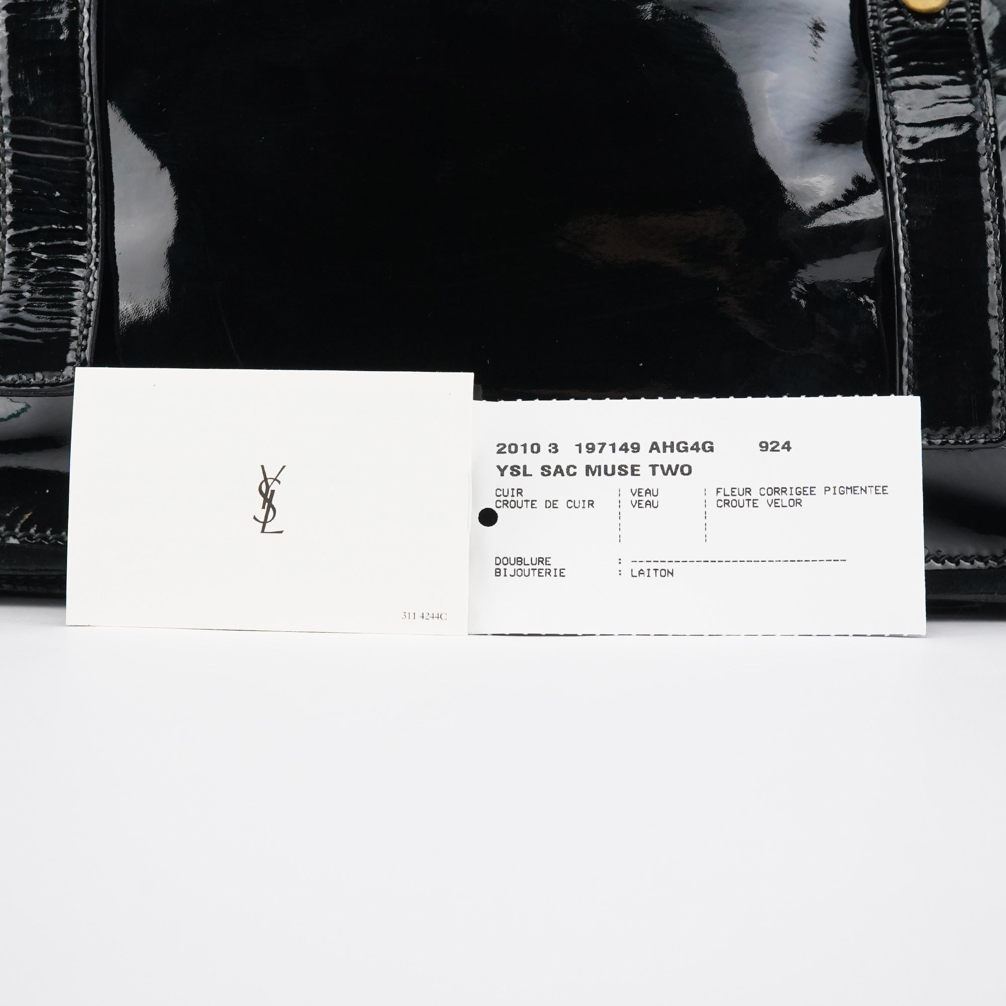 Yves Saint Laurent Black Patent Leather Muse Two Bag