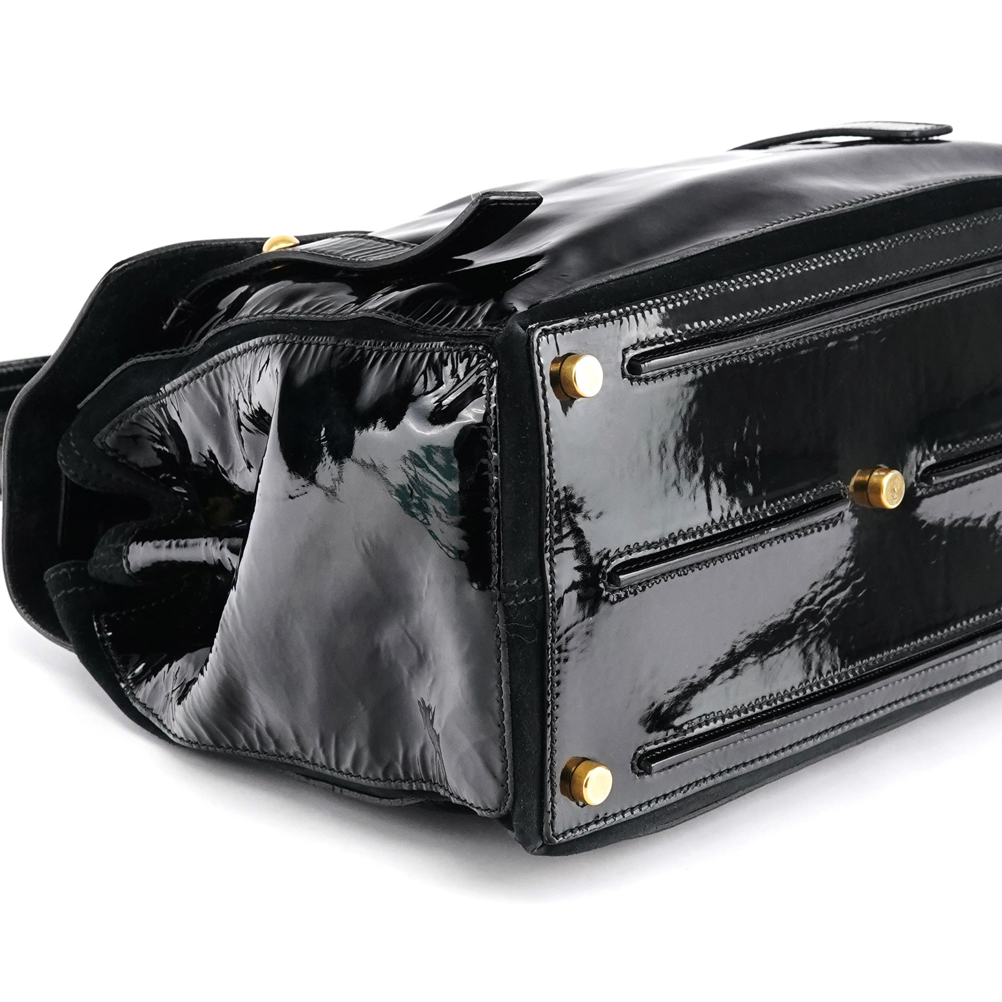 Yves Saint Laurent Black Patent Leather Muse Two Bag