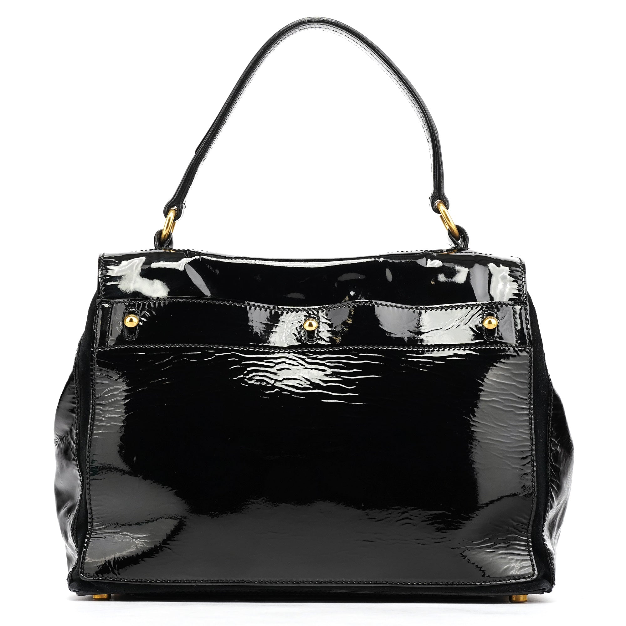 Yves Saint Laurent Black Patent Leather Muse Two Bag