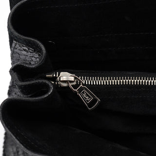 Yves Saint Laurent Black Patent Leather Python Muse Bag