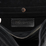 Yves Saint Laurent Black Patent Leather Python Muse Bag