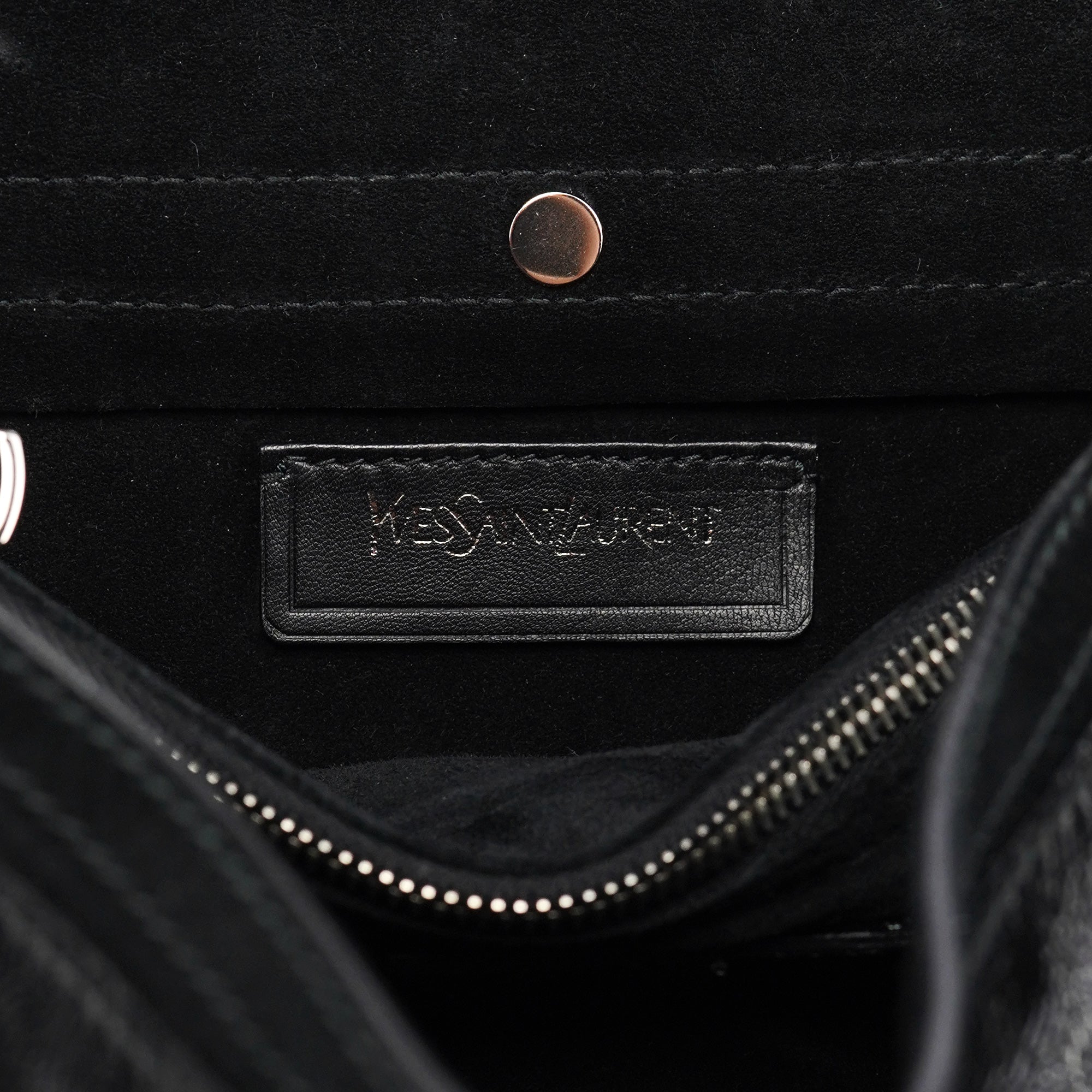 Yves Saint Laurent Black Patent Leather Python Muse Bag