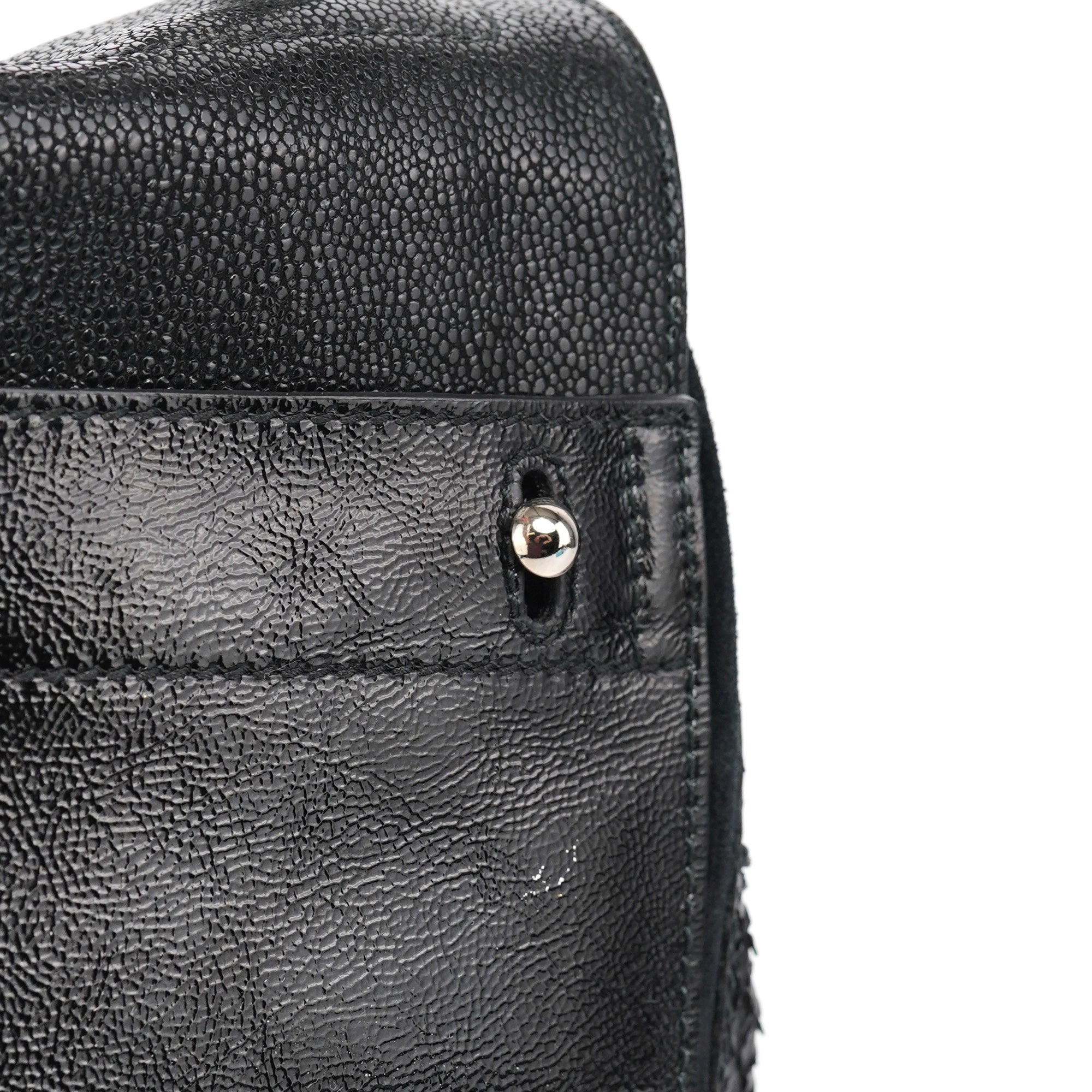 Yves Saint Laurent Black Patent Leather Python Muse Bag