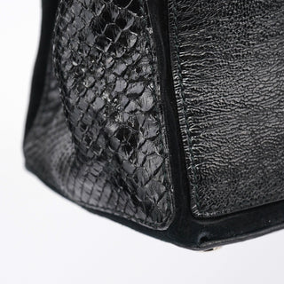 Yves Saint Laurent Black Patent Leather Python Muse Bag