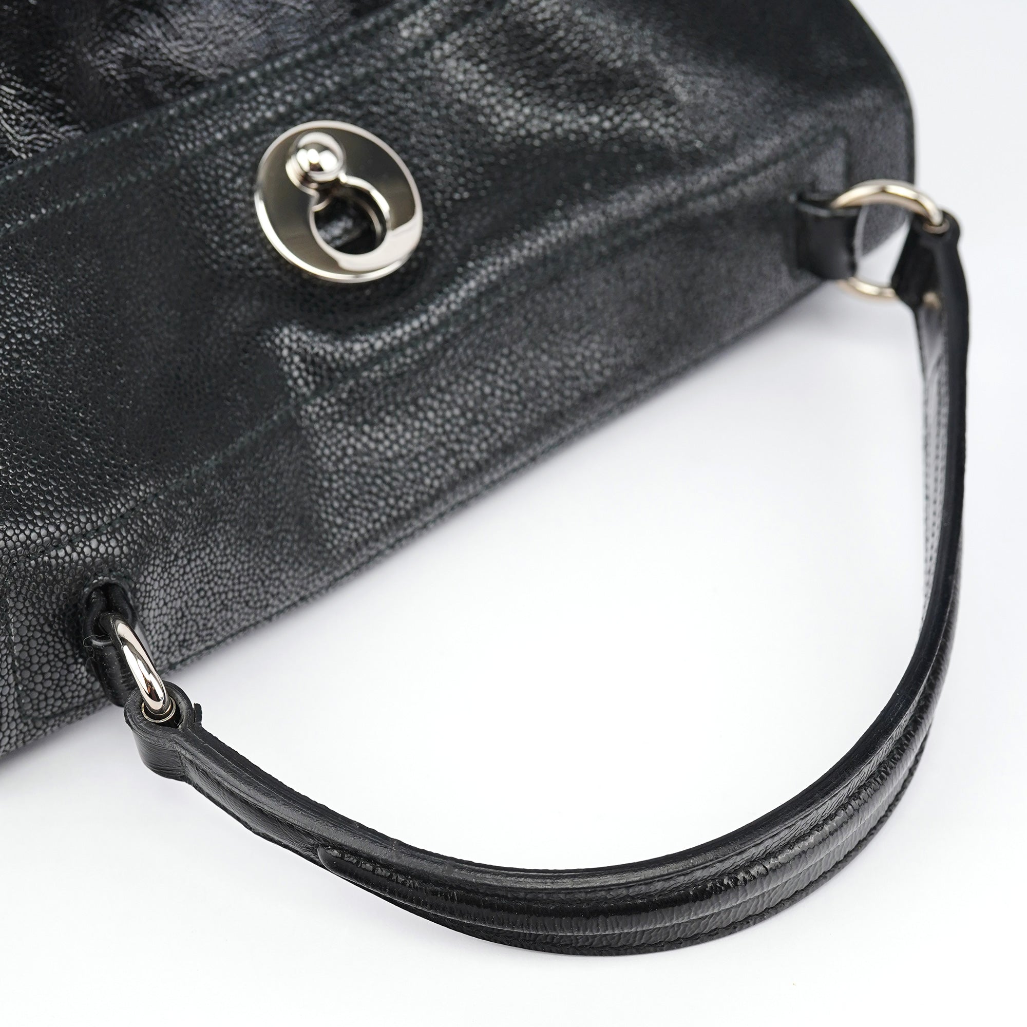 Yves Saint Laurent Black Patent Leather Python Muse Bag