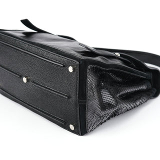 Yves Saint Laurent Black Patent Leather Python Muse Bag