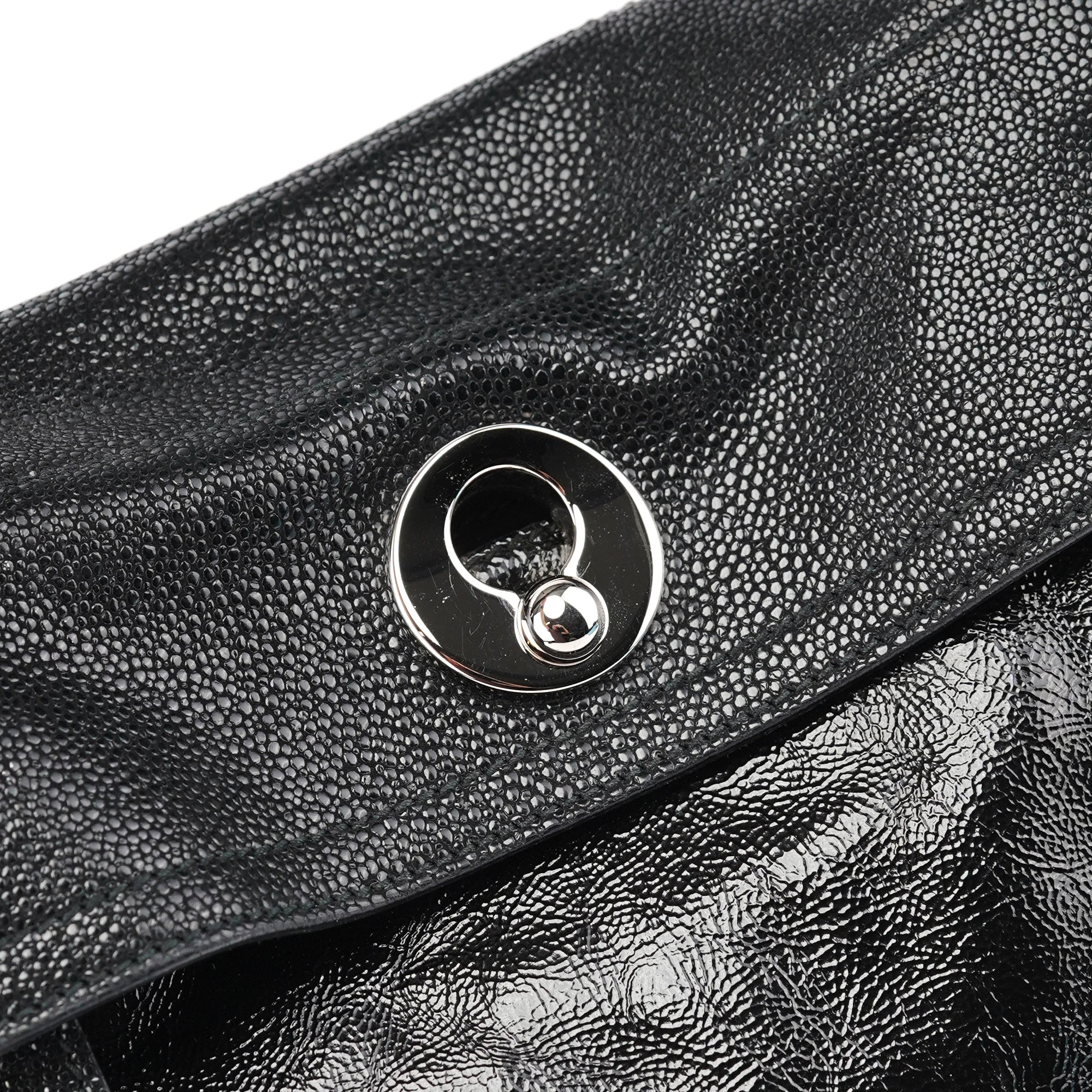 Yves Saint Laurent Black Patent Leather Python Muse Bag