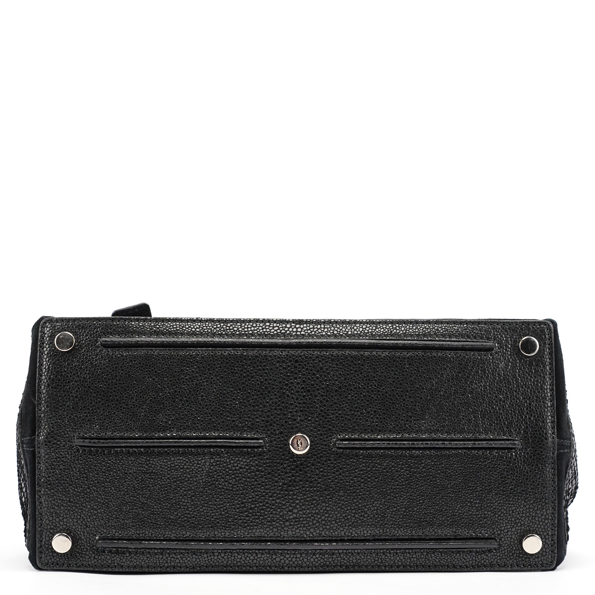 Yves Saint Laurent Black Patent Leather Python Muse Bag