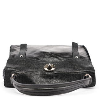 Yves Saint Laurent Black Patent Leather Python Muse Bag