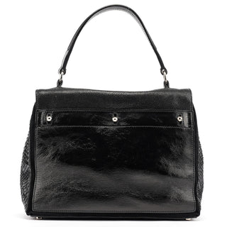 Yves Saint Laurent Black Patent Leather Python Muse Bag