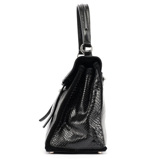 Yves Saint Laurent Black Patent Leather Python Muse Bag