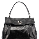 Yves Saint Laurent Black Patent Leather Python Muse Bag