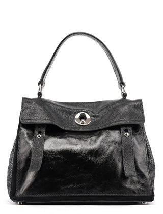 Yves Saint Laurent Black Patent Leather Python Muse Bag