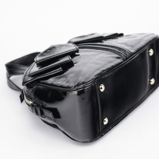 Yves Saint Laurent Black Patent Leather Y-Bow Tote Bag