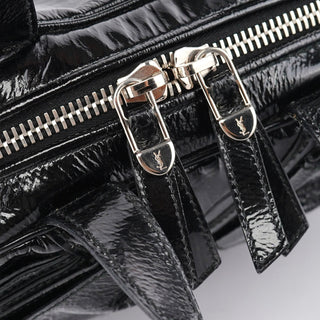 Yves Saint Laurent Black Patent Leather Y-Bow Tote Bag