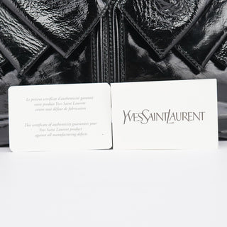 Yves Saint Laurent Black Patent Leather Y-Bow Tote Bag