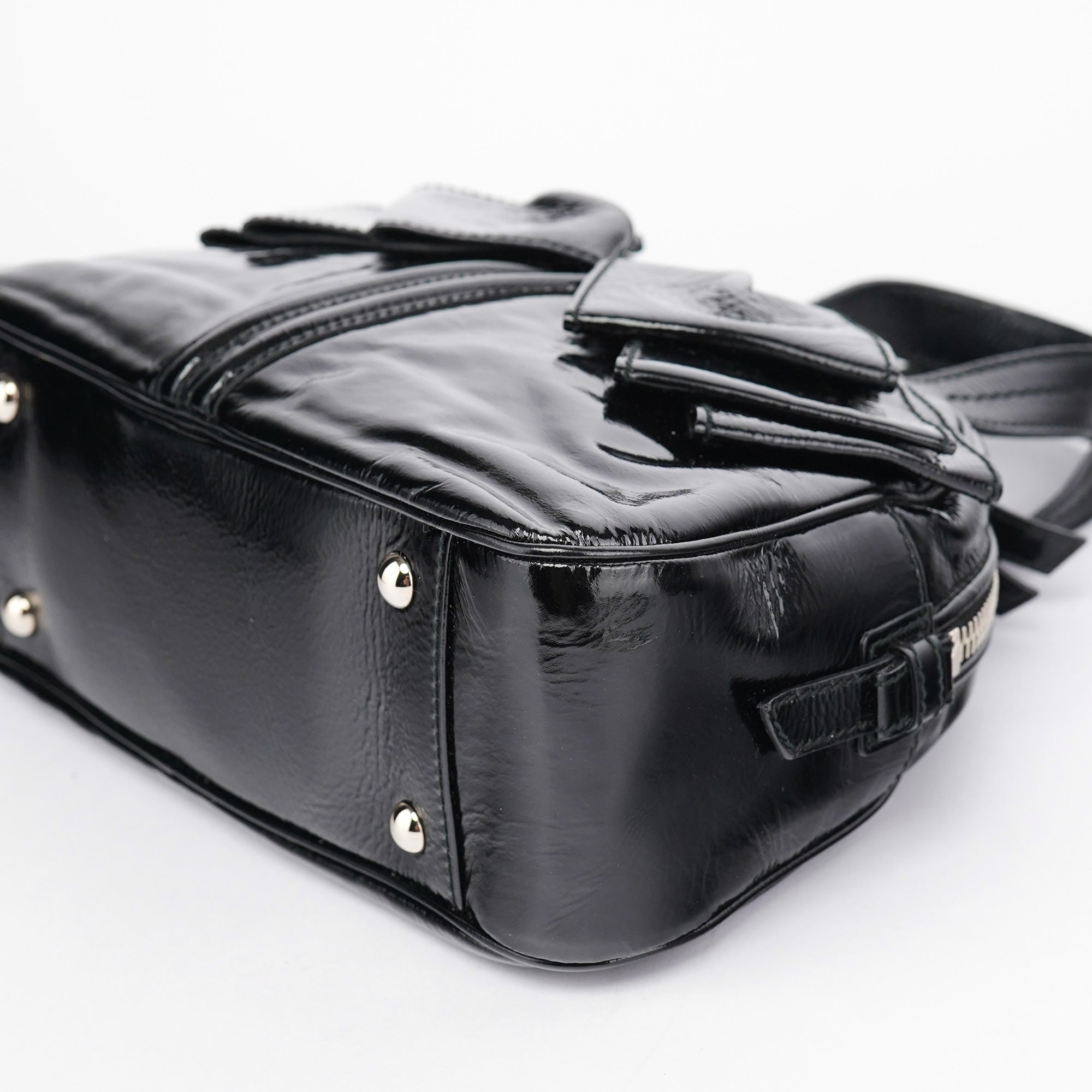 Yves Saint Laurent Black Patent Leather Y-Bow Tote Bag