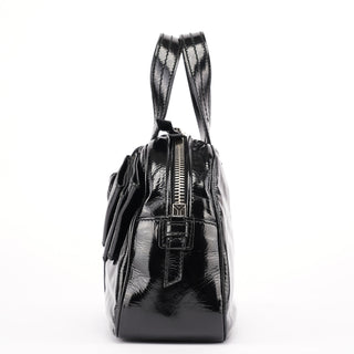 Yves Saint Laurent Black Patent Leather Y-Bow Tote Bag