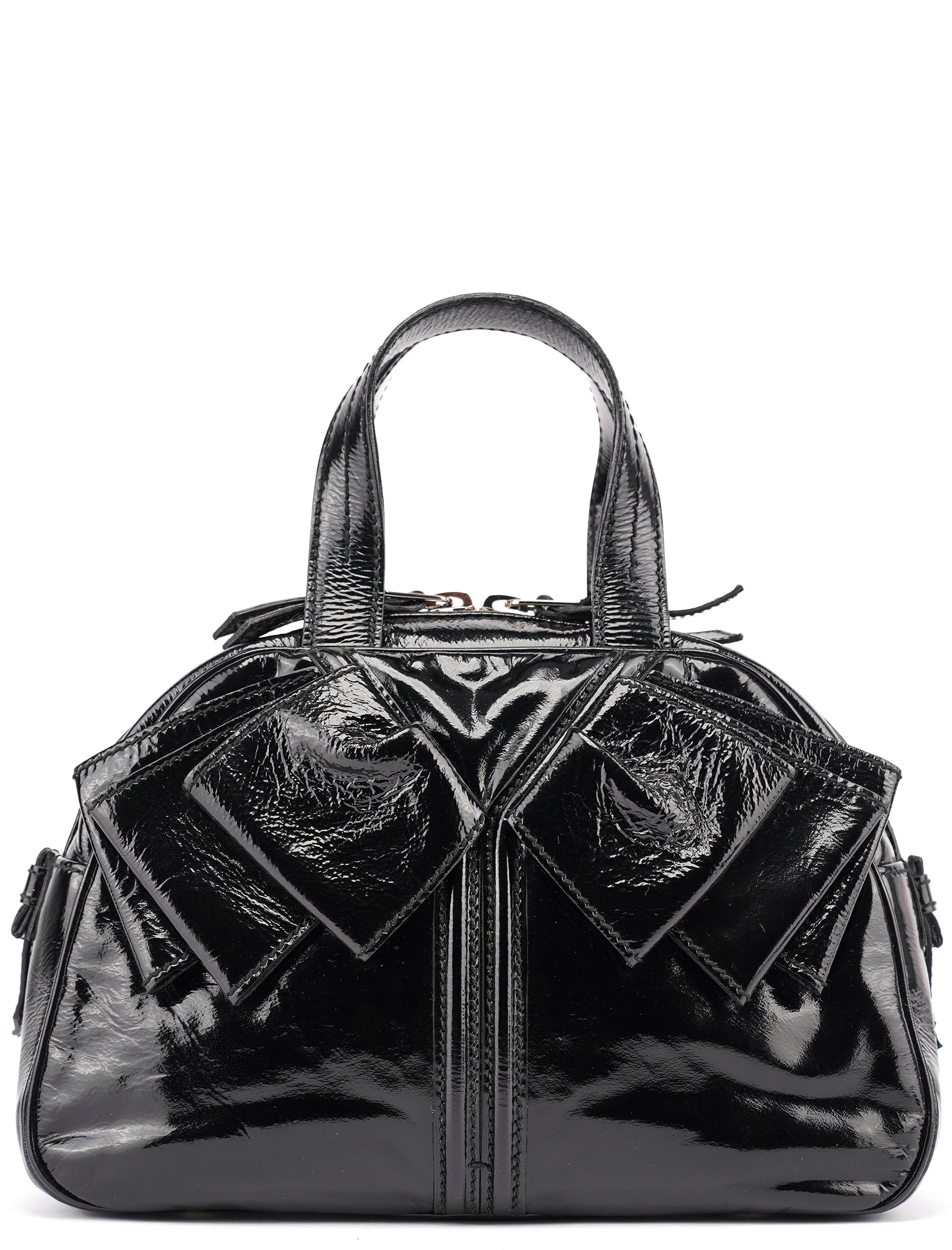 Yves Saint Laurent Black Patent Leather Y-Bow Tote Bag