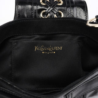 Yves Saint Laurent Black Patent Leather YSL Eyelet Shoulder Bag