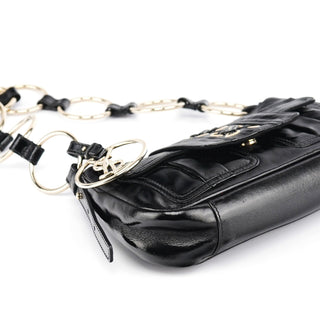 Yves Saint Laurent Black Patent Leather YSL Eyelet Shoulder Bag