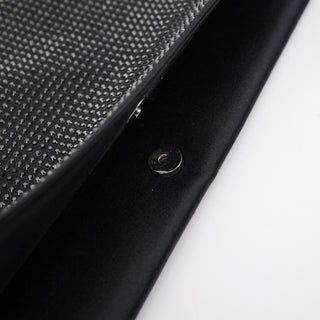 Yves Saint Laurent Black Rhinestone Crystal Satin Large Clutch Bag