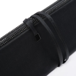 Yves Saint Laurent Black Rhinestone Crystal Satin Large Clutch Bag