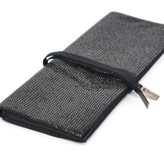 Yves Saint Laurent Black Rhinestone Crystal Satin Large Clutch Bag