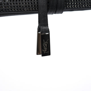 Yves Saint Laurent Black Rhinestone Crystal Satin Large Clutch Bag
