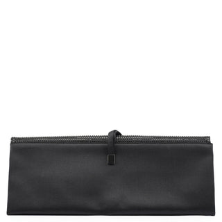 Yves Saint Laurent Black Rhinestone Crystal Satin Large Clutch Bag