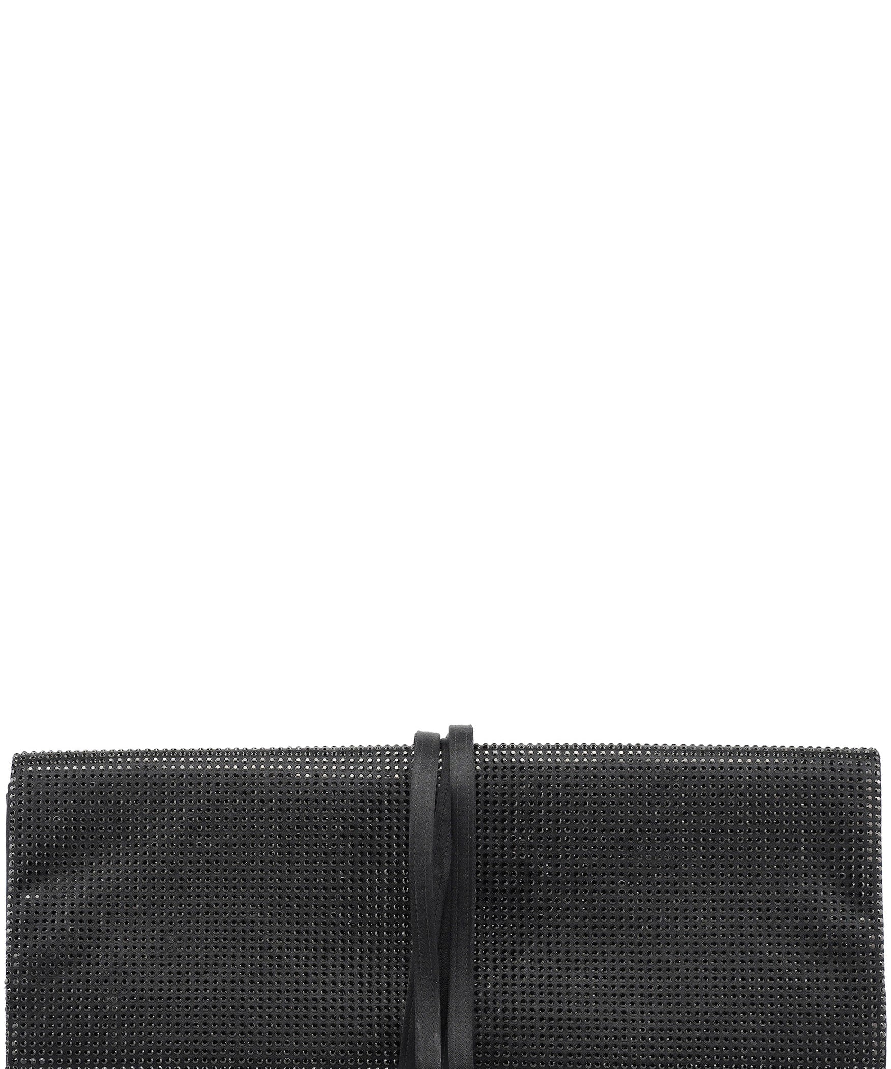 Yves Saint Laurent Black Rhinestone Crystal Satin Large Clutch Bag