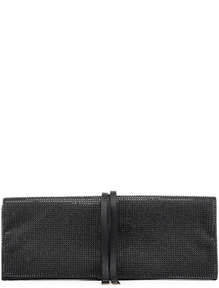 Yves Saint Laurent Black Rhinestone Crystal Satin Large Clutch Bag