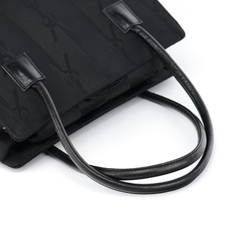 Yves Saint Laurent Black Satin YSL Tote Bag