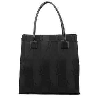 Yves Saint Laurent Black Satin YSL Tote Bag