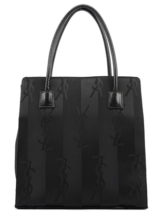 Yves Saint Laurent Black Satin YSL Tote Bag