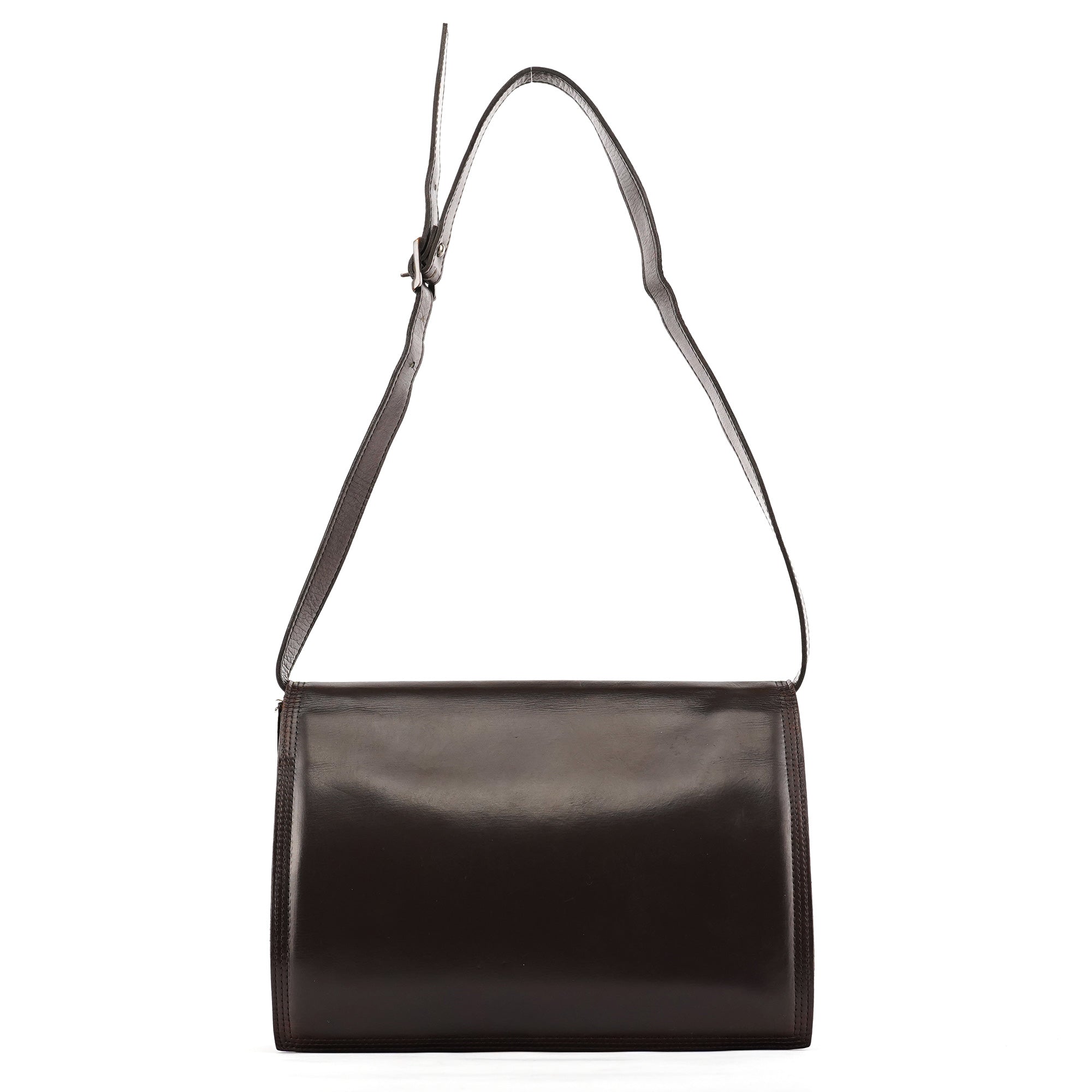 Yves Saint Laurent Sac porté épaule à rabat en cuir marron