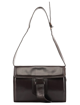 Yves Saint Laurent Brown Leather Flap Shoulder Bag